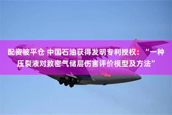 配资被平仓 中国石油获得发明专利授权:“一种压裂液对致密气储层伤害评价模型及方法”