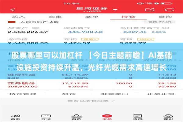 股票哪里可以加杠杆 【今日主题前瞻】AI基础设施投资持续升温，光纤光缆需求高速增长