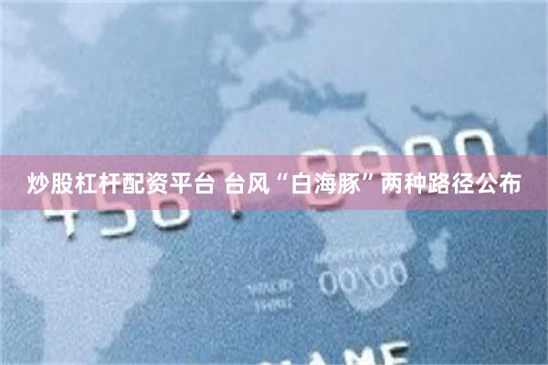 炒股杠杆配资平台 台风“白海豚”两种路径公布