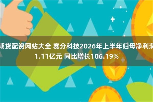 期货配资网站大全 赛分科技2026年上半年归母净利润1.11亿元 同比增长106.19%