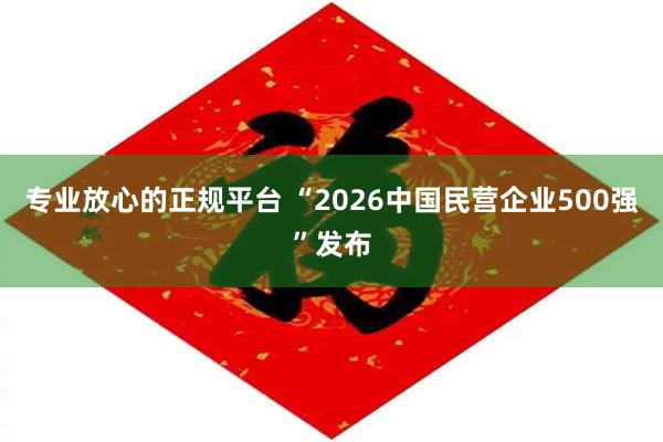 专业放心的正规平台 “2026中国民营企业500强”发布