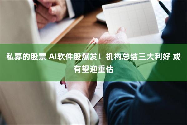 私募的股票 AI软件股爆发！机构总结三大利好 或有望迎重估